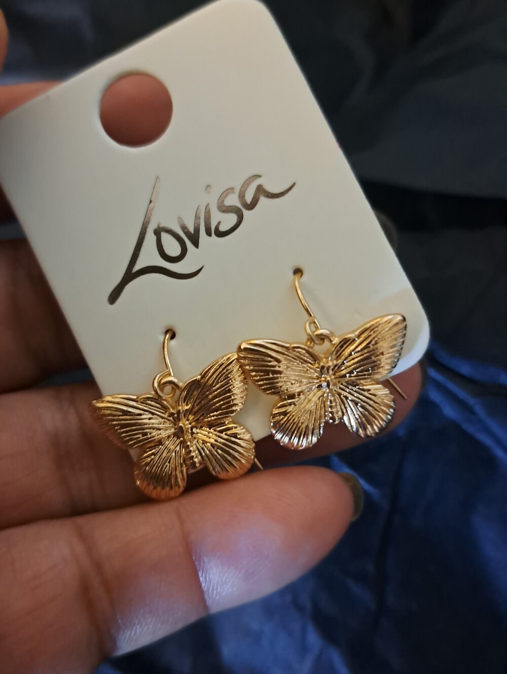 Gold Butterfly Drop Earrings - Gold